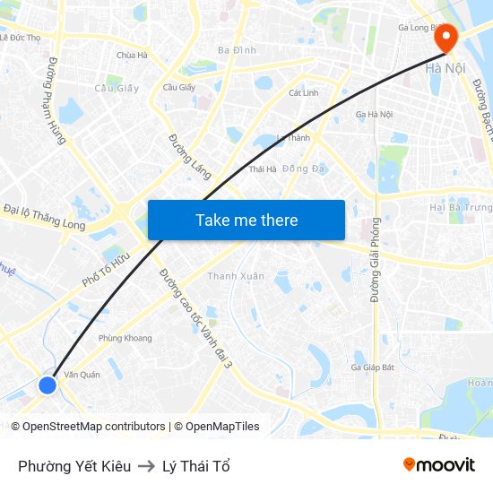 Phường Yết Kiêu to Lý Thái Tổ map