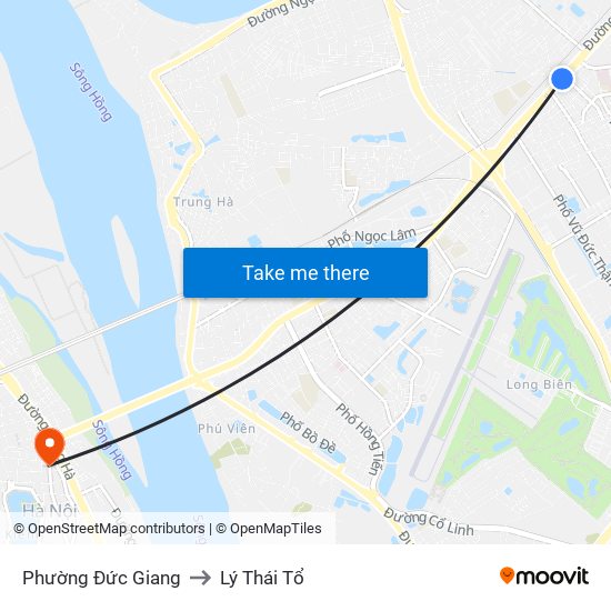 Phường Đức Giang to Lý Thái Tổ map