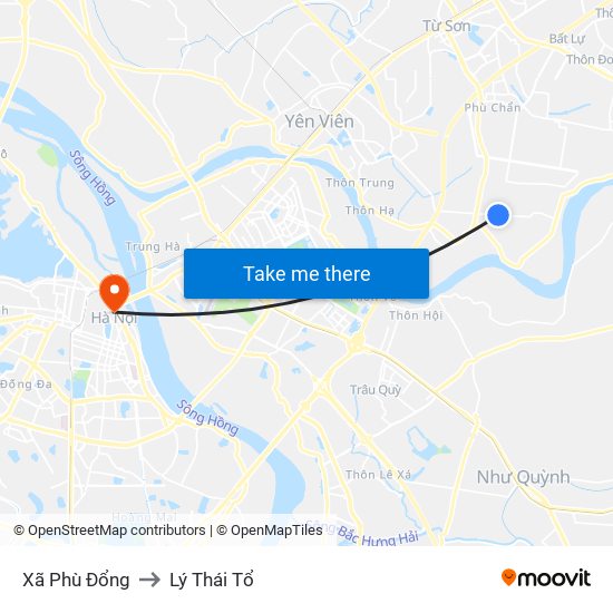 Xã Phù Đổng to Lý Thái Tổ map