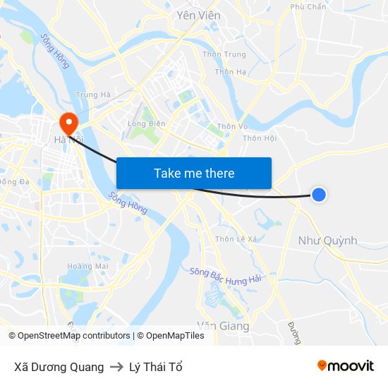 Xã Dương Quang to Lý Thái Tổ map