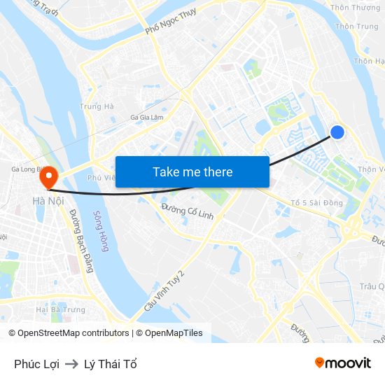 Phúc Lợi to Lý Thái Tổ map