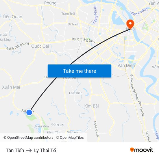 Tân Tiến to Lý Thái Tổ map