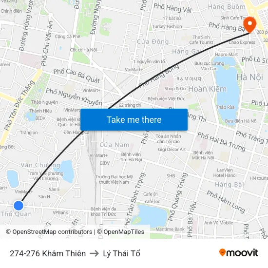 274-276 Khâm Thiên to Lý Thái Tổ map
