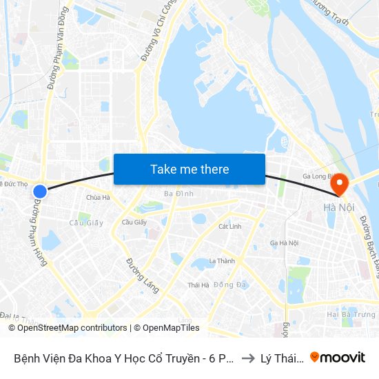 Bệnh Viện Đa Khoa Y Học Cổ Truyền - 6 Phạm Hùng to Lý Thái Tổ map