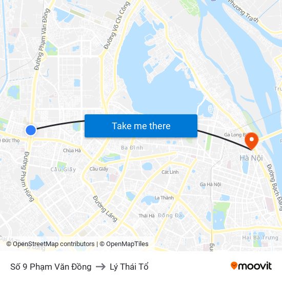 Số 9 Phạm Văn Đồng to Lý Thái Tổ map