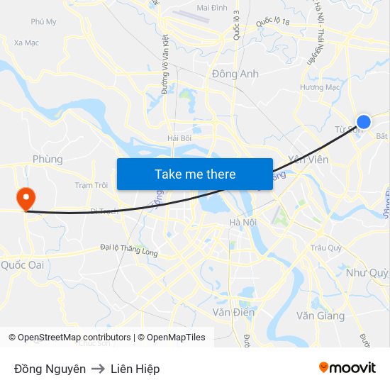 Đồng Nguyên to Liên Hiệp map