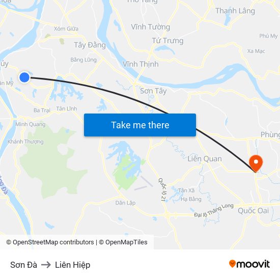 Sơn Đà to Liên Hiệp map