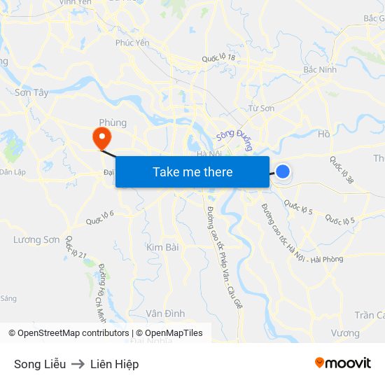 Song Liễu to Liên Hiệp map