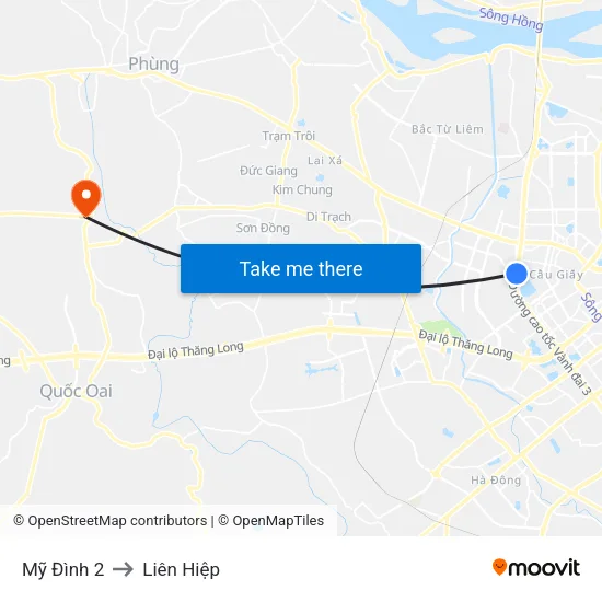 Mỹ Đình 2 to Liên Hiệp map