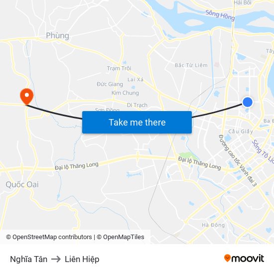 Nghĩa Tân to Liên Hiệp map