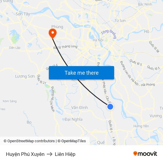 Huyện Phú Xuyên to Liên Hiệp map