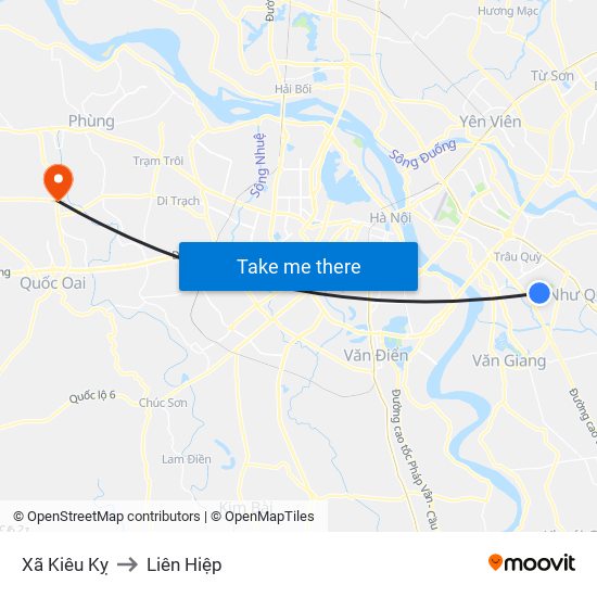 Xã Kiêu Kỵ to Liên Hiệp map