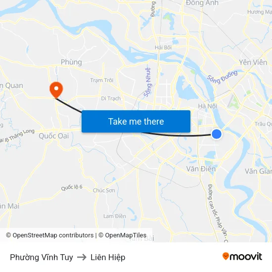 Phường Vĩnh Tuy to Liên Hiệp map