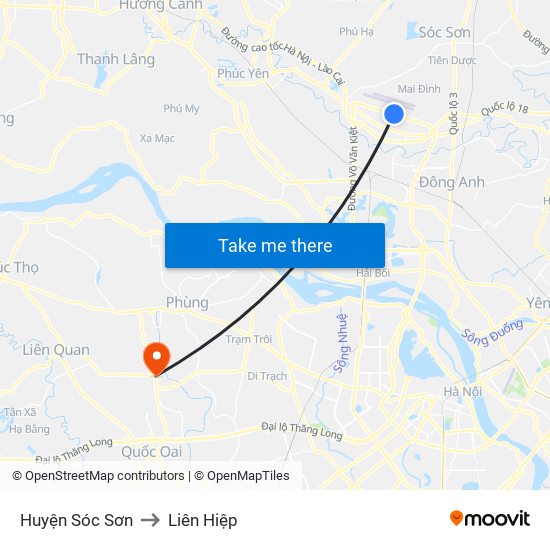 Huyện Sóc Sơn to Liên Hiệp map