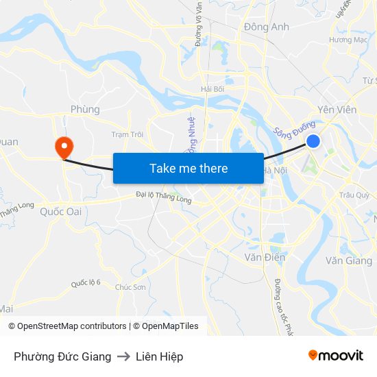 Phường Đức Giang to Liên Hiệp map