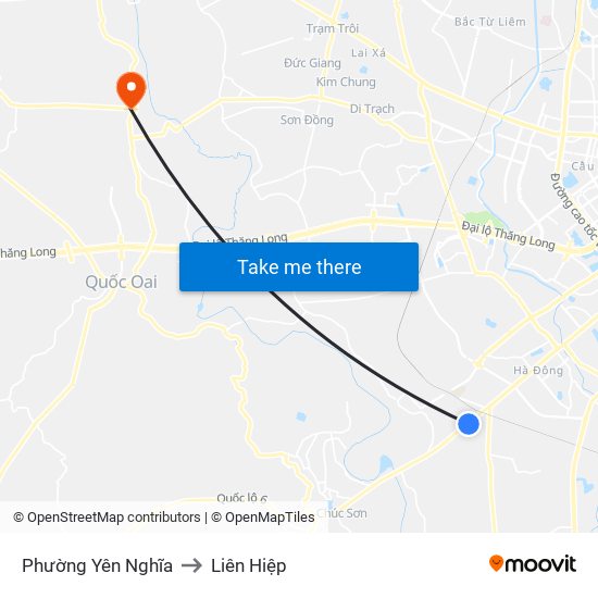 Phường Yên Nghĩa to Liên Hiệp map