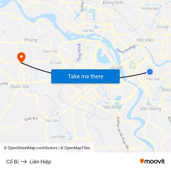 Cổ Bi to Liên Hiệp map