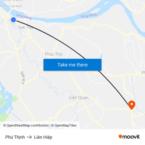 Phú Thịnh to Liên Hiệp map