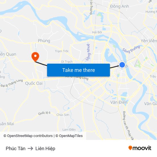 Phúc Tân to Liên Hiệp map