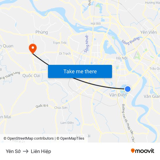 Yên Sở to Liên Hiệp map