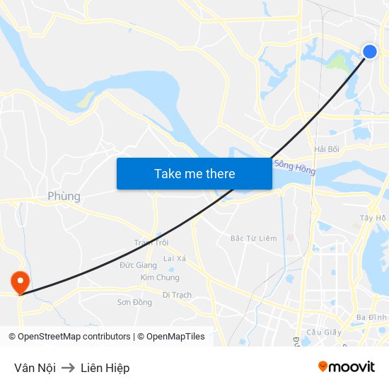 Vân Nội to Liên Hiệp map