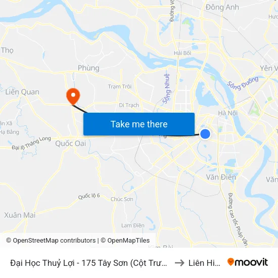 Đại Học Thuỷ Lợi - 175 Tây Sơn (Cột Trước) to Liên Hiệp map