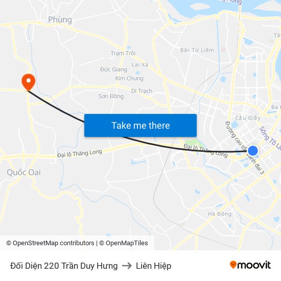 Đối Diện 220 Trần Duy Hưng to Liên Hiệp map