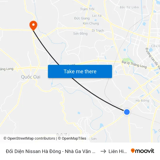 Đối Diện Nissan Hà Đông - Nhà Ga Văn Khê to Liên Hiệp map
