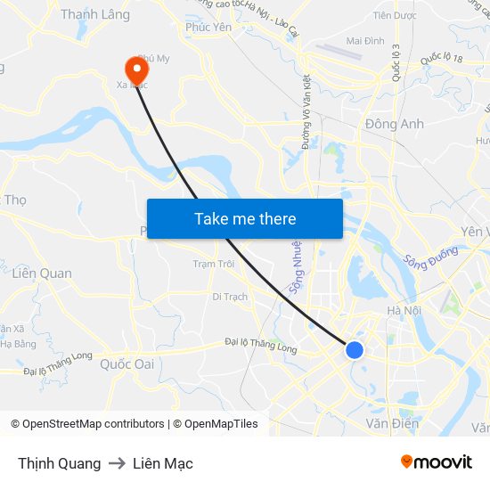 Thịnh Quang to Liên Mạc map