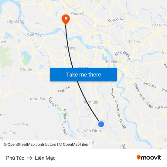 Phú Túc to Liên Mạc map