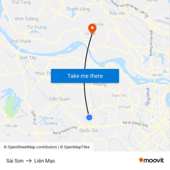 Sài Sơn to Liên Mạc map