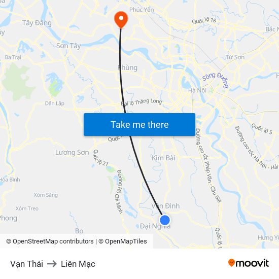 Vạn Thái to Liên Mạc map