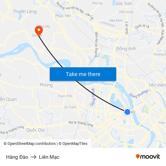 Hàng Đào to Liên Mạc map