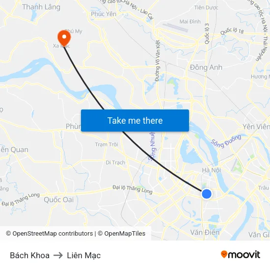 Bách Khoa to Liên Mạc map