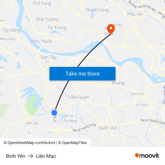 Bình Yên to Liên Mạc map