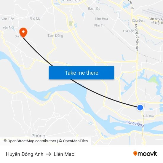 Huyện Đông Anh to Liên Mạc map