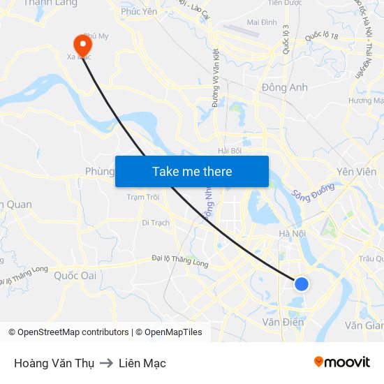 Hoàng Văn Thụ to Liên Mạc map