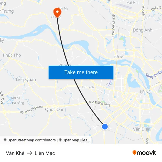 Văn Khê to Liên Mạc map