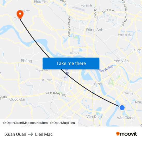 Xuân Quan to Liên Mạc map