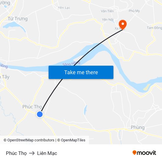 Phúc Thọ to Liên Mạc map
