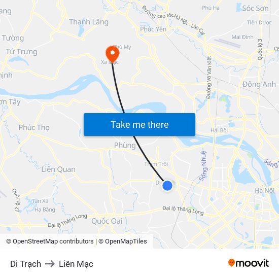 Di Trạch to Liên Mạc map