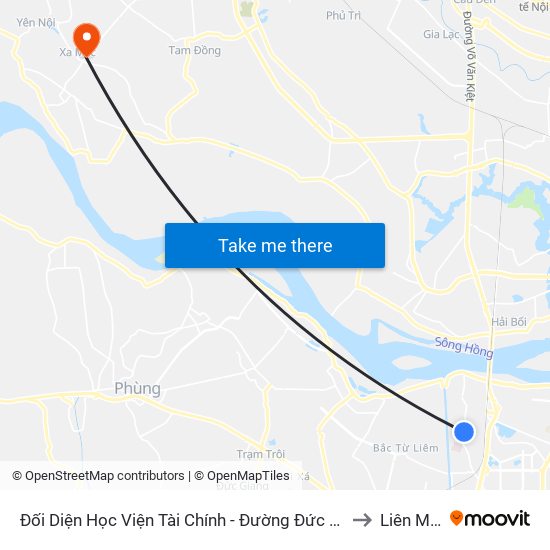 Đối Diện Học Viện Tài Chính - Đường Đức Thắng to Liên Mạc map