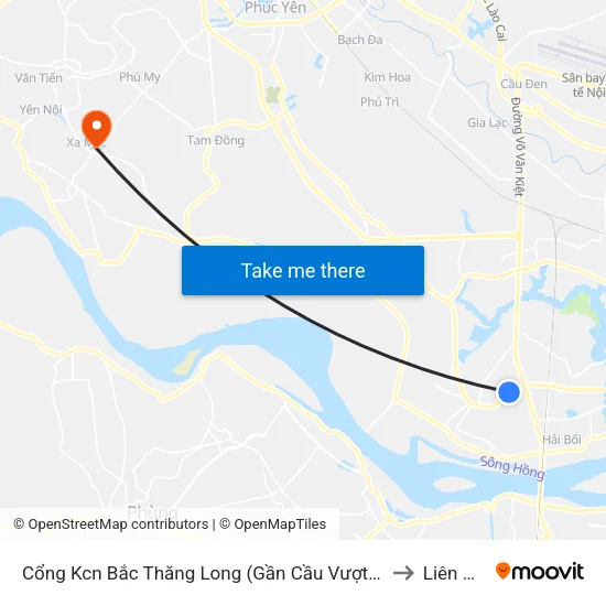 Cổng Kcn Bắc Thăng Long (Gần Cầu Vượt Bộ Hành) to Liên Mạc map