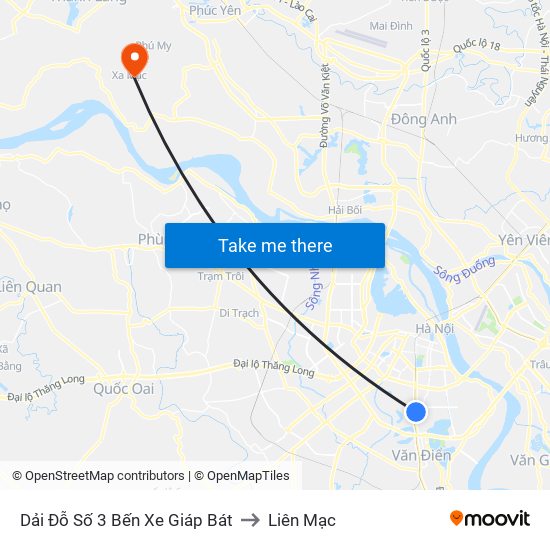 Dải Đỗ Số 3 Bến Xe Giáp Bát to Liên Mạc map