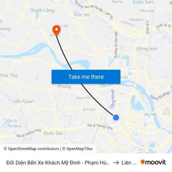 Đối Diện Bến Xe Khách Mỹ Đình - Phạm Hùng (Cột Trước) to Liên Mạc map