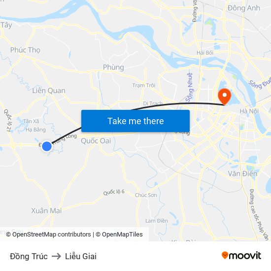 Đồng Trúc to Liễu Giai map