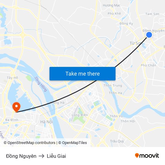 Đồng Nguyên to Liễu Giai map