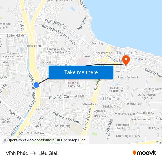 Vĩnh Phúc to Liễu Giai map