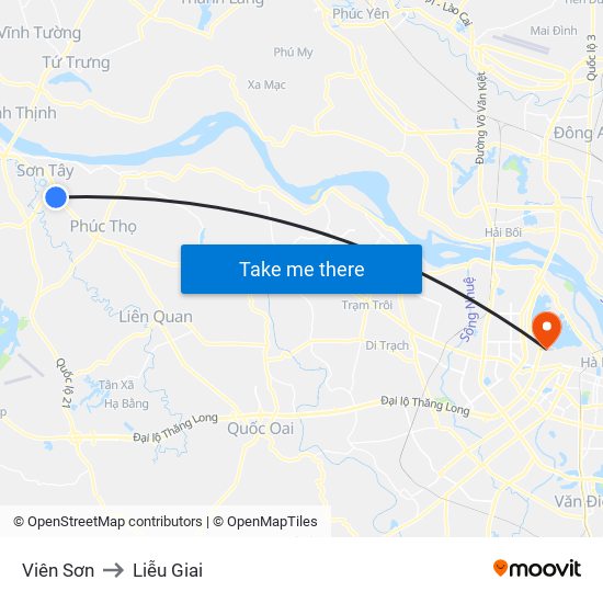 Viên Sơn to Liễu Giai map