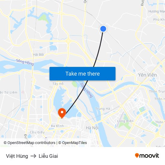 Việt Hùng to Liễu Giai map